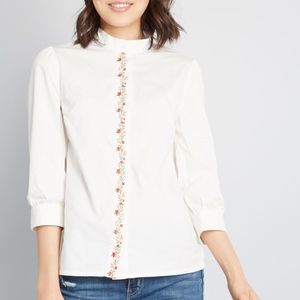 Thriving Trellis Embroidered Blouse By ModCloth